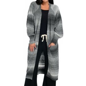 Women Theo & Spence Gray Ombré Striped Cardigan